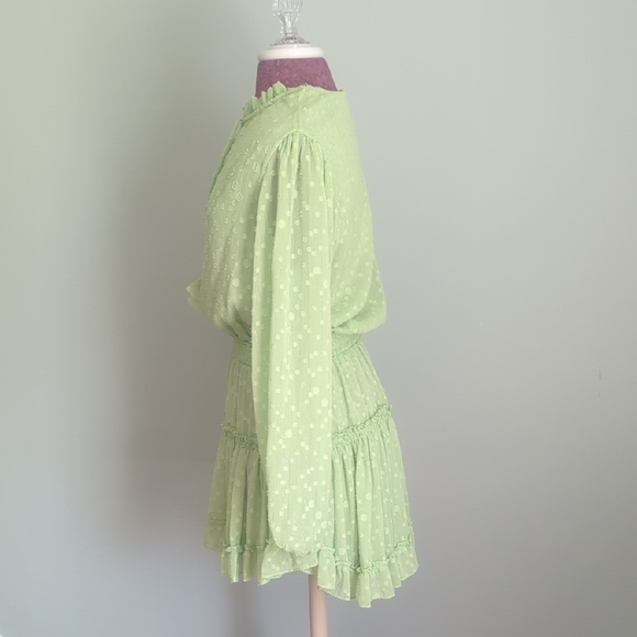 NWT Misa Los Angeles Light Green Long Sleeve Mini Dress S - Picture 2 of 7